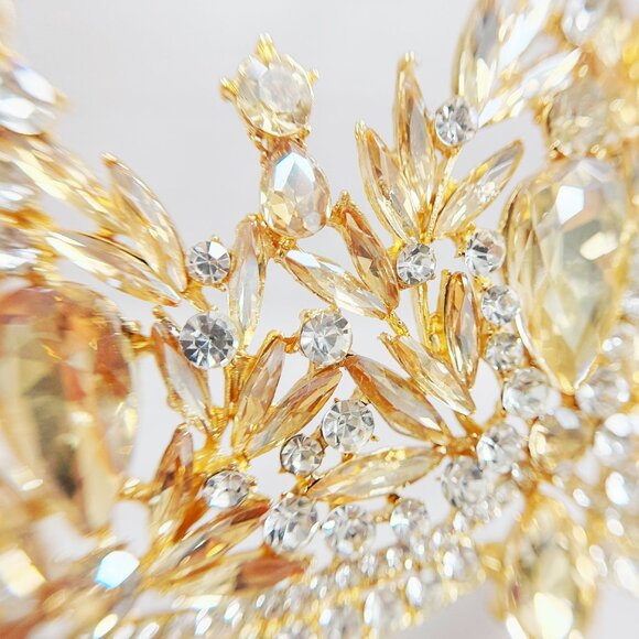 Gold tiara crown, Victorian tiara, gold crystal crown, Royal princess crown main image 5